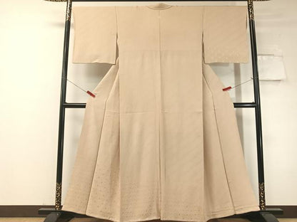 平和屋着物●無地絵羽訪問着　青海波地紋　薄卵色　西部百貨店扱い　正絹　逸品　CABD8317vp