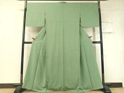 平和屋着物●上質な色無地　薄青色　鬼しぼ縮緬　正絹　逸品　未使用　CABD8318vp