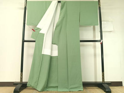 平和屋着物●上質な色無地　薄青色　鬼しぼ縮緬　正絹　逸品　未使用　CABD8318vp