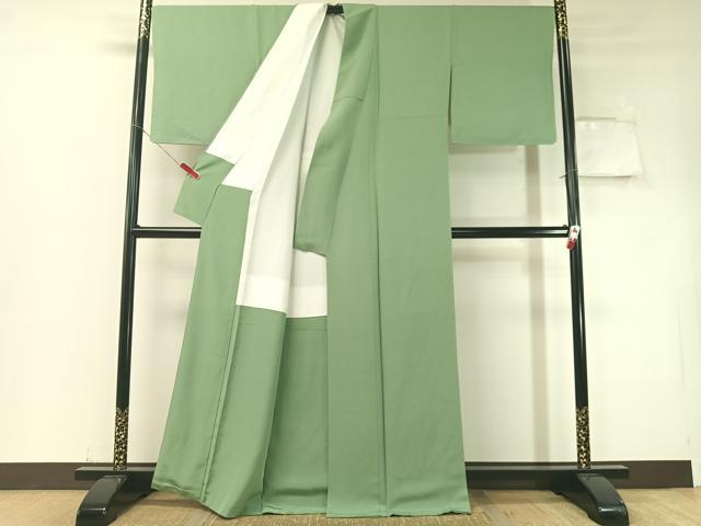 平和屋着物●上質な色無地　薄青色　鬼しぼ縮緬　正絹　逸品　未使用　CABD8318vp