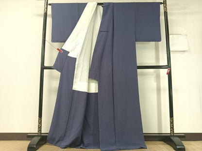 平和屋着物●上質な色無地　作家物　紺藍色　正絹　逸品　未使用　CABD8323vp