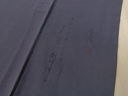 平和屋着物●上質な色無地　作家物　紺藍色　正絹　逸品　未使用　CABD8323vp