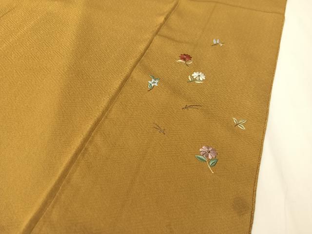 平和屋着物●上質な色無地　紋意匠　山吹茶色　正絹　逸品　CABD8325vp
