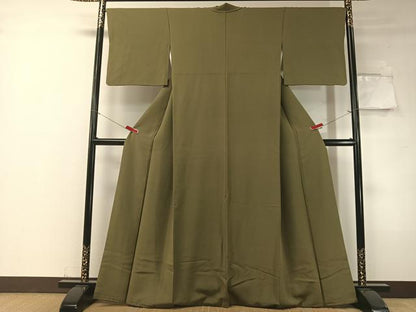 平和屋着物●上質な色無地　媚茶色　正絹　逸品　CABD8326vp