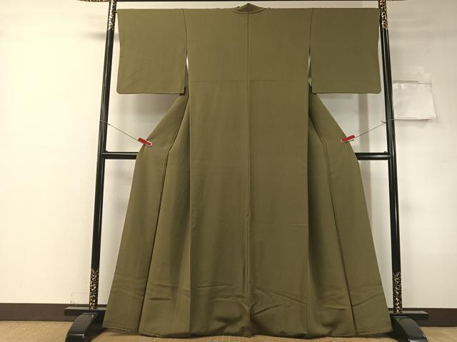 平和屋着物●上質な色無地　媚茶色　正絹　逸品　CABD8326vp