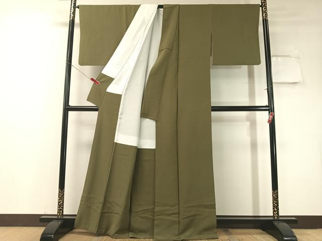平和屋着物●上質な色無地　媚茶色　正絹　逸品　CABD8326vp