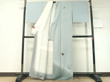 平和屋着物●訪問着　手描き　雪輪糸巻き舞桜　暈し染め　正絹　逸品　CABD8330vp