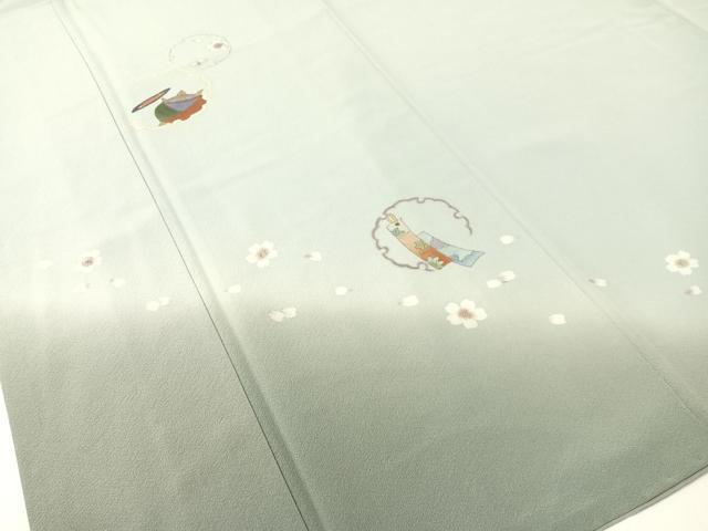 平和屋着物●訪問着　手描き　雪輪糸巻き舞桜　暈し染め　正絹　逸品　CABD8330vp
