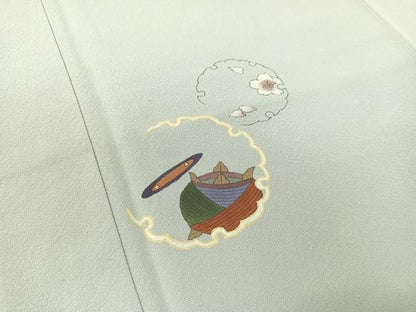 平和屋着物●訪問着　手描き　雪輪糸巻き舞桜　暈し染め　正絹　逸品　CABD8330vp