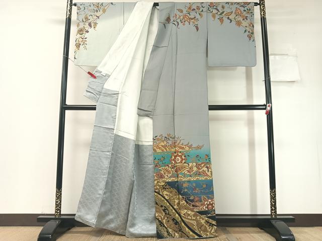 平和屋着物●訪問着　更紗唐草文　暈し染め　金彩　正絹　逸品　CABD8331vp