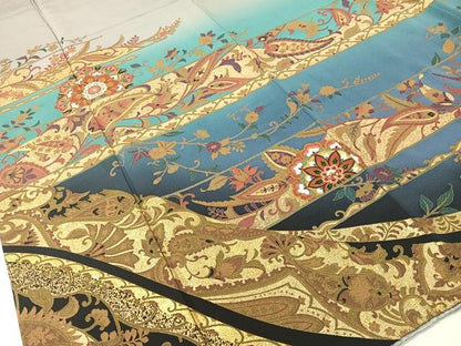 平和屋着物●訪問着　更紗唐草文　暈し染め　金彩　正絹　逸品　CABD8331vp