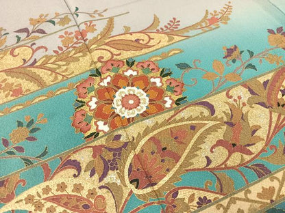 平和屋着物●訪問着　更紗唐草文　暈し染め　金彩　正絹　逸品　CABD8331vp