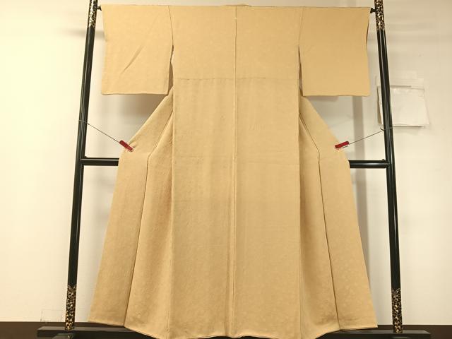 平和屋着物●上質な色無地　七宝花地紋　蜂蜜色　正絹　逸品　CABD8336vp 平和屋着物○上質な色無地 七宝花地紋 蜂蜜色 正絹 逸品 CABD8336vp