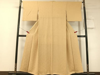 平和屋着物●上質な色無地　七宝花地紋　蜂蜜色　正絹　逸品　CABD8336vp