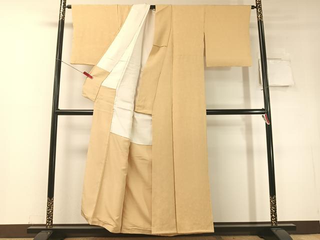 平和屋着物○上質な色無地 七宝花地紋 蜂蜜色 正絹 逸品 CABD8336vp