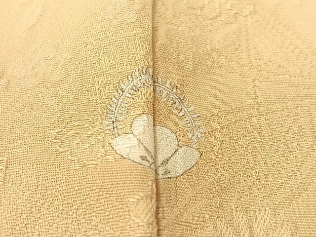 平和屋着物●上質な色無地　七宝花地紋　蜂蜜色　正絹　逸品　CABD8336vp 平和屋着物○上質な色無地 七宝花地紋 蜂蜜色 正絹 逸品 CABD8336vp