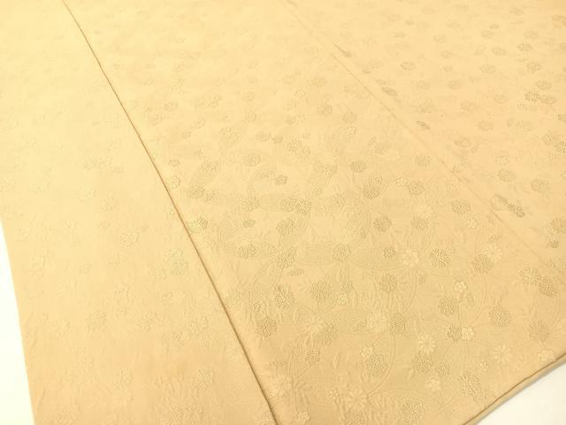 平和屋着物●上質な色無地　七宝花地紋　蜂蜜色　正絹　逸品　CABD8336vp 平和屋着物○上質な色無地 七宝花地紋 蜂蜜色 正絹 逸品 CABD8336vp