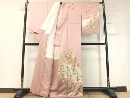 平和屋着物●訪問着　立波扇面熨斗花文　暈し染め　金彩　正絹　逸品　CABD8339vp