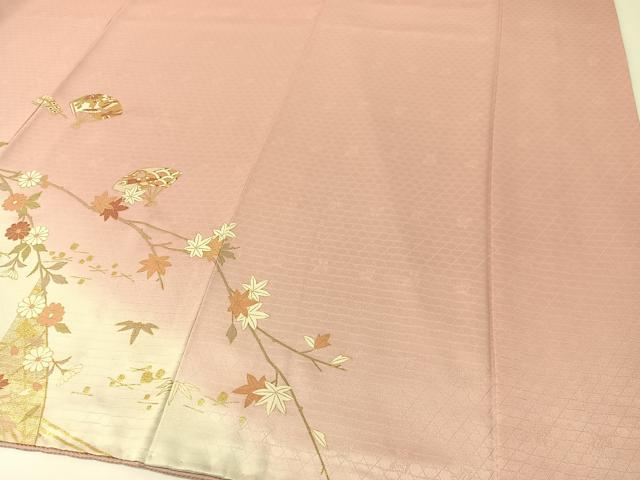 平和屋着物●訪問着　扇面花文　暈し染め　金彩　やまと誂製　正絹　逸品　AABG7354ph 平和屋着物○訪問着 友禅 扇面花文 暈し染め 金彩 ますいわ屋扱い 正絹