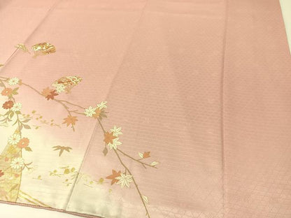 平和屋着物●訪問着　立波扇面熨斗花文　暈し染め　金彩　正絹　逸品　CABD8339vp