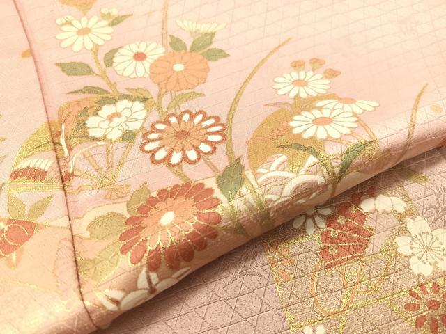 平和屋着物●訪問着　鴛鴦扇面花文　暈し染め　金彩　正絹　逸品　DABC3412az 楽天市場】平和屋着物○金彩友禅作家 木村桂友 訪問着 扇面花文 暈し