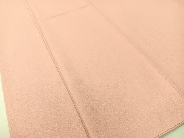 平和屋着物●国際的オートクチュールデザイナー 君島一郎 KIMIJIMA 色無地 寿光織 紋意匠 紅梅色 反端付き 正絹 逸品 未使用 CABD8340vp