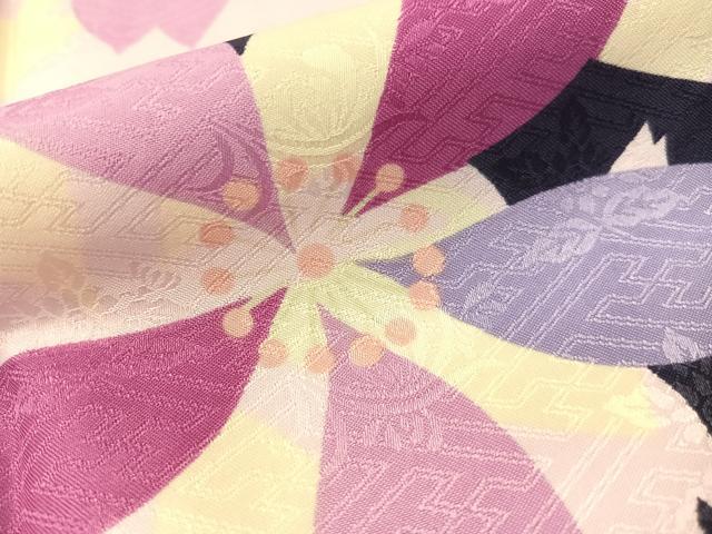 平和屋着物○小振袖 黒猫 舞桜 洗える着物 未使用 CABD8341vp