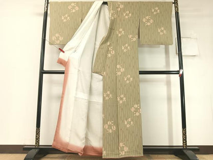 平和屋着物●人形作家・ホリヒロシ　小紋　兎　竹並び　鬼しぼ縮緬　正絹　逸品　CABD8344vp