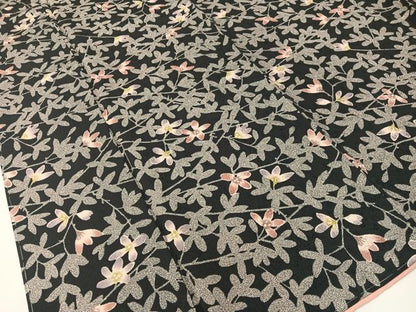 平和屋着物●上質な小紋　枝花文　黒地　ほてい屋扱い　正絹　逸品　未使用　CABD8346vp
