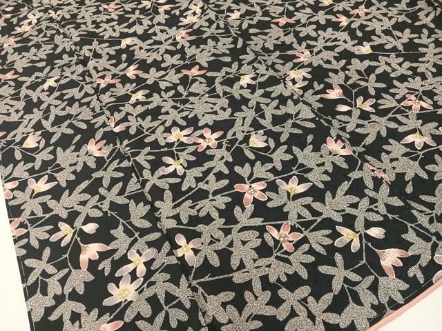 平和屋着物●上質な小紋　枝花文　黒地　ほてい屋扱い　正絹　逸品　未使用　CABD8346vp