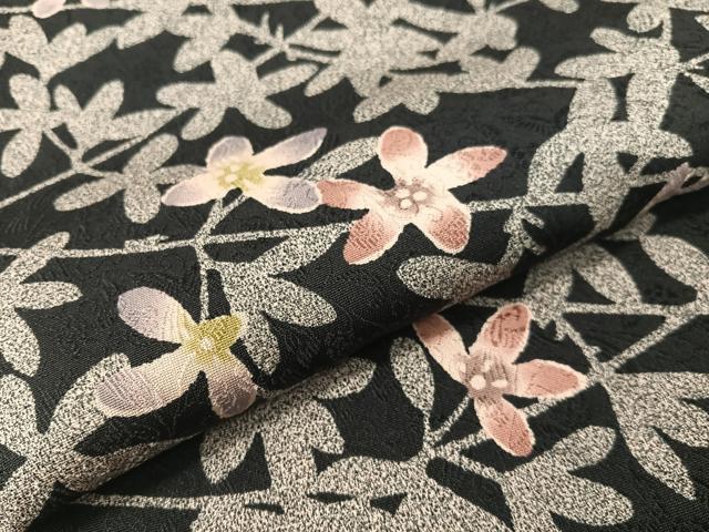 平和屋着物●上質な小紋　枝花文　黒地　ほてい屋扱い　正絹　逸品　未使用　CABD8346vp
