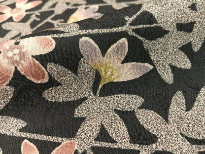 平和屋着物●上質な小紋　枝花文　黒地　ほてい屋扱い　正絹　逸品　未使用　CABD8346vp