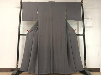 平和屋着物●上質な色無地　褐色　正絹　逸品　CABD8349vp