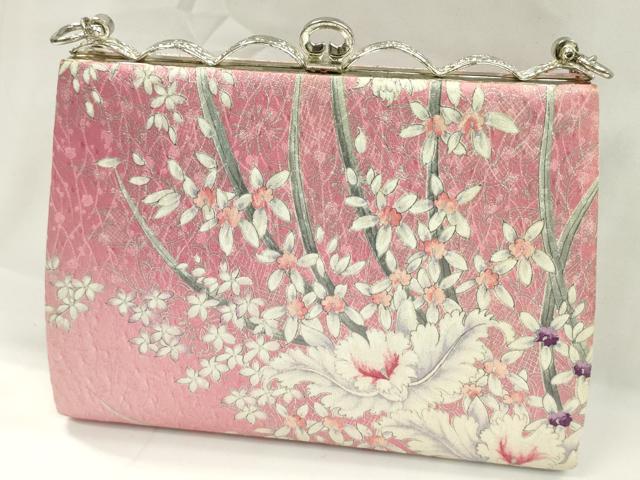 平和屋着物▼和装小物 和装バッグまとめて３点 ハンドバッグ 手描き 枝花文 礼装 金銀糸 逸品 CABD8499ju