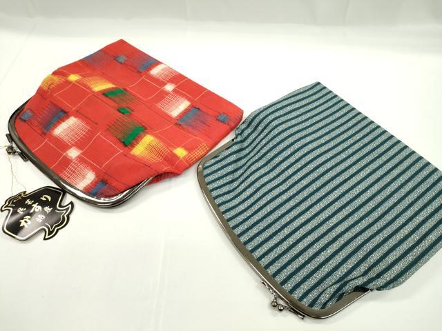 平和屋着物▼和装小物　和装バッグまとめて５点　ハンドバッグ　輪奈ビロード　縞　絣　逸品　CABD8509ju