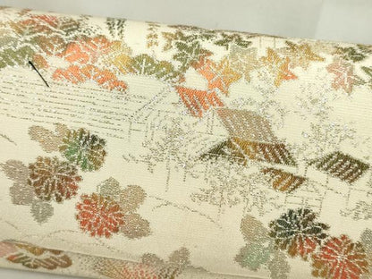 平和屋着物▼和装小物 和装バッグまとめて４点 ハンドバッグ エ霞草花文 紬地 金彩 逸品 CABD8544ju