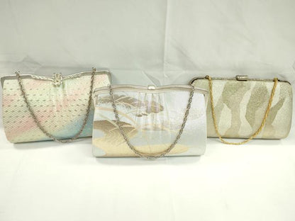 平和屋着物▼和装小物 和装バッグまとめて３点 ハンドバッグ 流水芝草文 斜線文 暈し 金銀糸 逸品 CABD8560ju
