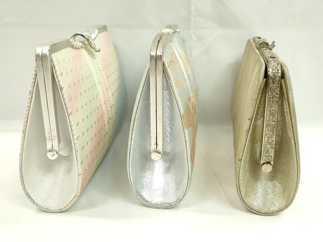 平和屋着物▼和装小物 和装バッグまとめて３点 ハンドバッグ 流水芝草文 斜線文 暈し 金銀糸 逸品 CABD8560ju