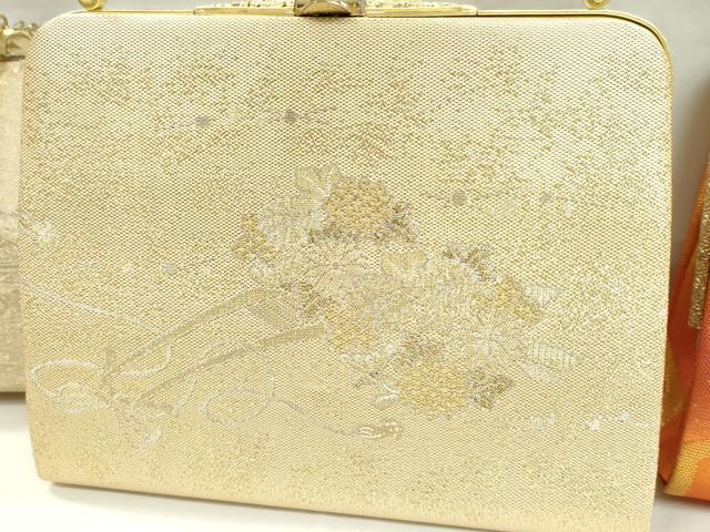 平和屋着物▼和装小物 和装バッグまとめて３点 ハンドバッグ 遠山風景文 花車 亀甲重ね 金銀糸 逸品 CABD8618ju