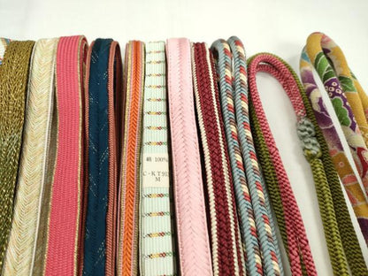 平和屋着物●和装小物　帯締め20本セット　高麗組　笹浪組　奈良組　丸ぐけ　金糸　未使用あり　逸品　CABD8686ju