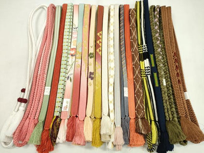 平和屋着物●和装小物　帯締め20本セット　高麗組　畝打組　唐組　小田巻き　金糸　長尺あり　未使用あり　逸品　CABD8694ju