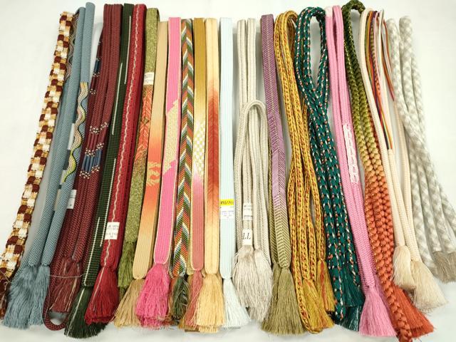 平和屋着物●和装小物　帯締め20本セット　高麗組　冠組　笹浪組　大和組　金銀糸　長尺あり　未使用あり　逸品　CABD8706ju