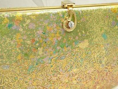 平和屋着物▼和装小物　和装バッグ　ハンドバッグ　椿花文　箔散らし　金鷲本舗謹製　KINWASHI　金彩　逸品　CABD8756ju
