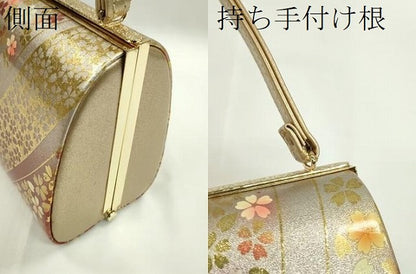 平和屋着物▼和装小物　和装バッグ　ハンドバッグ　舞桜　金彩　逸品　CABD8758ju