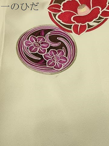 平和屋着物●女性　行灯袴　総刺繍　花丸文　金糸　洗える着物　CABD8802gh