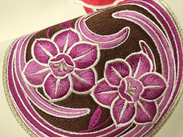 平和屋着物●女性　行灯袴　総刺繍　花丸文　金糸　洗える着物　CABD8802gh