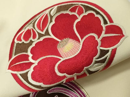 平和屋着物●女性　行灯袴　総刺繍　花丸文　金糸　洗える着物　CABD8802gh