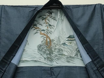 平和屋着物●男性　本場大島紬　アンサンブル　100亀甲　総詰め　キングサイズ　正絹　逸品　未使用　CABD8807gh