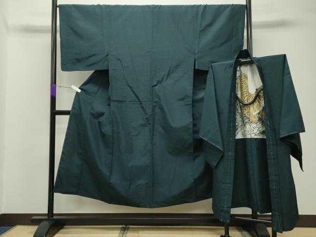 平和屋着物●男性　紬　アンサンブル　色無地　褐返色　正絹　逸品　未使用　CABD8811gh