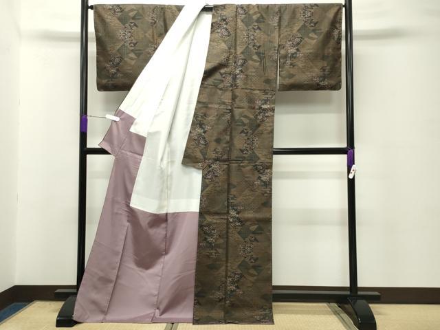 平和屋着物●都喜ヱ門　本場大島紬　9マルキ　泥染め　花伝の乙女　藤絹織物謹製　証紙付き　ロング丈　正絹　逸品　未使用　CABD8816gh